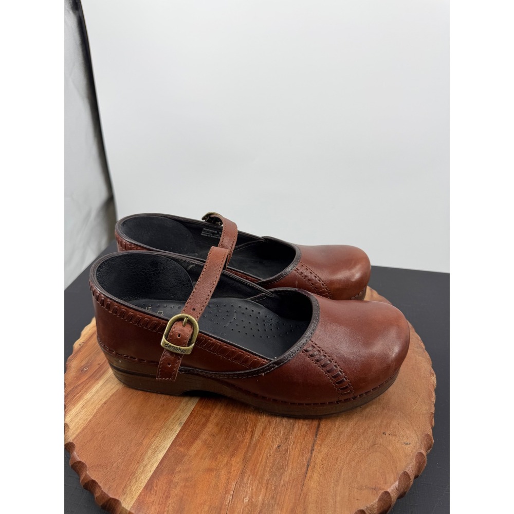 Dansko Marcelle Clogs Women Size 40 Brown Leather Mary Jane Whipstitch 309787878